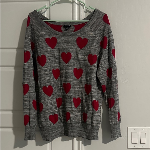 torrid Dresses & Skirts - Torrid Gray and Red Heart Sweater